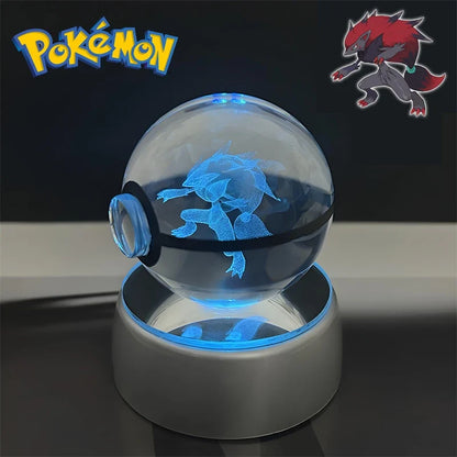 Pokemon 3D Crystal Poke Ball Night Light with LED Base