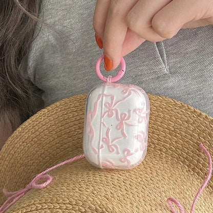 Pink Bow Clear AirPods Case with Ring Clip