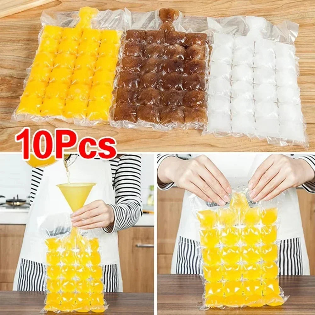 Disposable Self-Sealing Ice Cube Bags – Lattice Mold Tray
