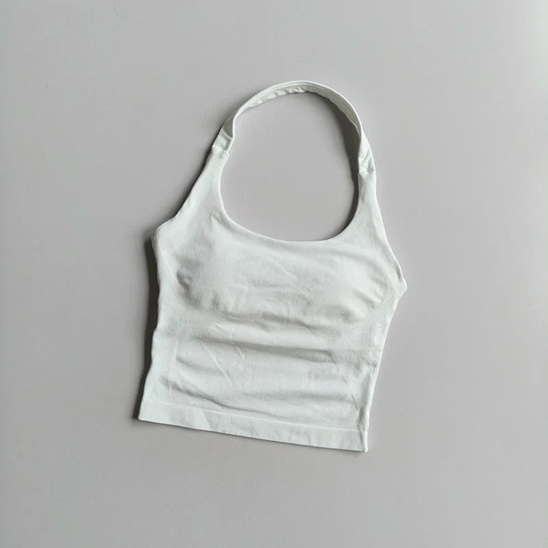 Women's Halter Neck High Support Sports Bra – Backless Yoga Top