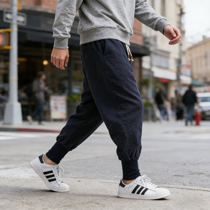 FGKKS Men’s Chinese-Style Cotton Jogger Pants, Straight-Leg Casual Trousers