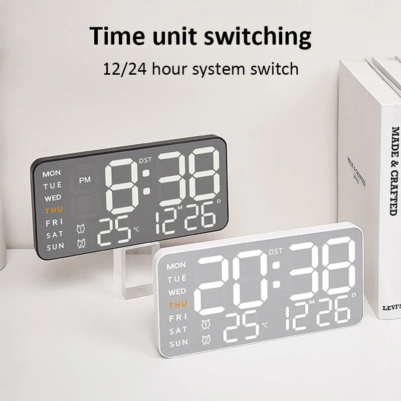 LED Digital Alarm Clock – Temp Display, Remote, Wall or Desk