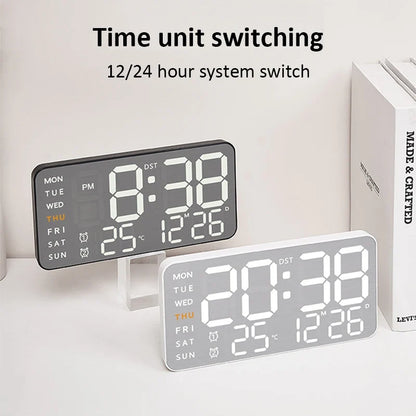 LED Digital Alarm Clock – Temp Display, Remote, Wall or Desk