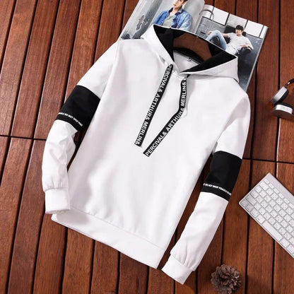 Men’s Printed Letter Hoodie, Long-Sleeve Casual Pullover Sweatshirt