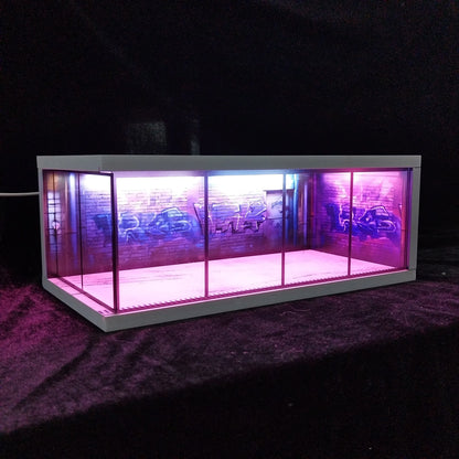 1/64 Scale Garage Diorama Display Case with USB LED Lights