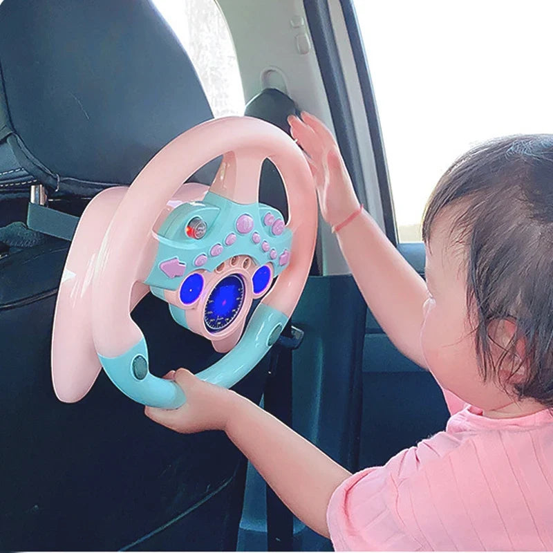 Electric Simulated Driving Steering Three-Dimensional Portable Wheel Copilot Toy Light Sound