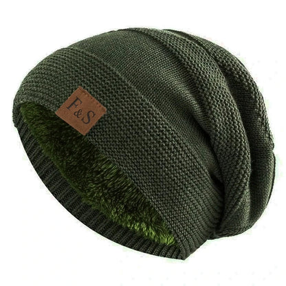 Fur Lined Slouchy Knit Beanie – Unisex Winter Hat