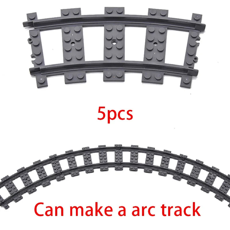 City Train Track Building Block Parts – Straight, Curved & Switch Rails
