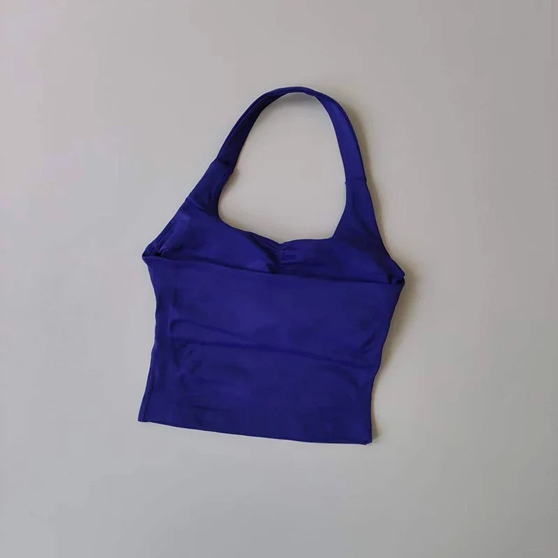 Women's Halter Neck High Support Sports Bra – Backless Yoga Top