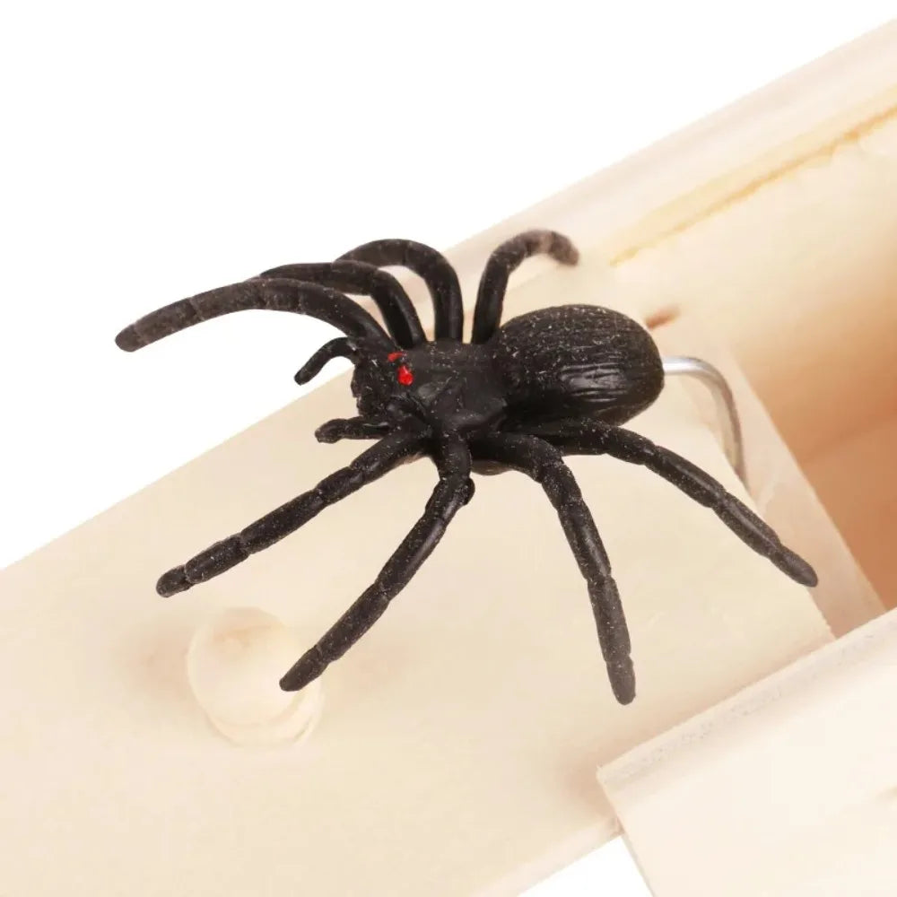 4j-Tricky Toy Simulation Spider Wooden Box Spoof Insect Creative Haunted House Horror Scene Layout