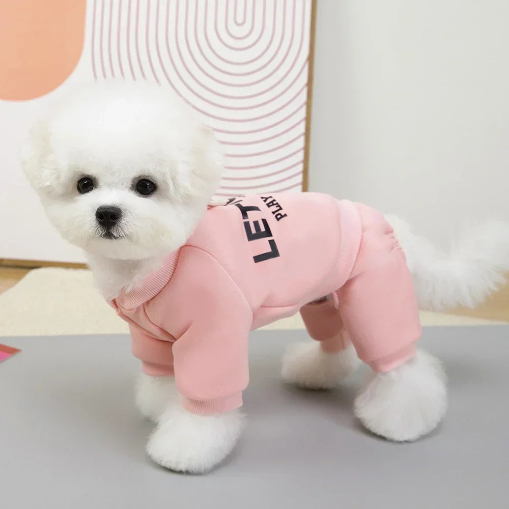 Fleece Winter Dog Jumpsuit Hoodie for Small & Medium Dogs