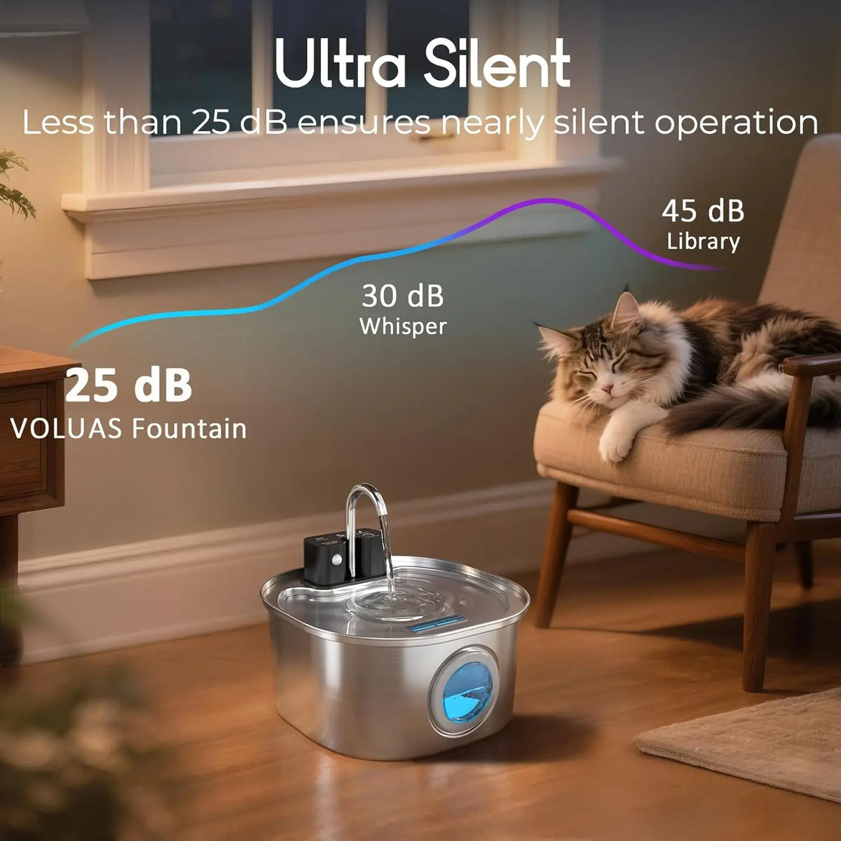 3l Stainless Steel Wireless Recharging Sensor Cat Water Fountain Auto Drinking Cats Dog Drinker Pet