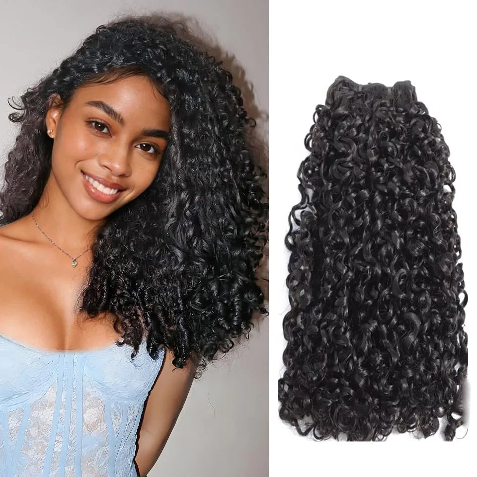 Brazilian Pixie Curly Hair Bundles Virgin Human Hair Weave Natural Color