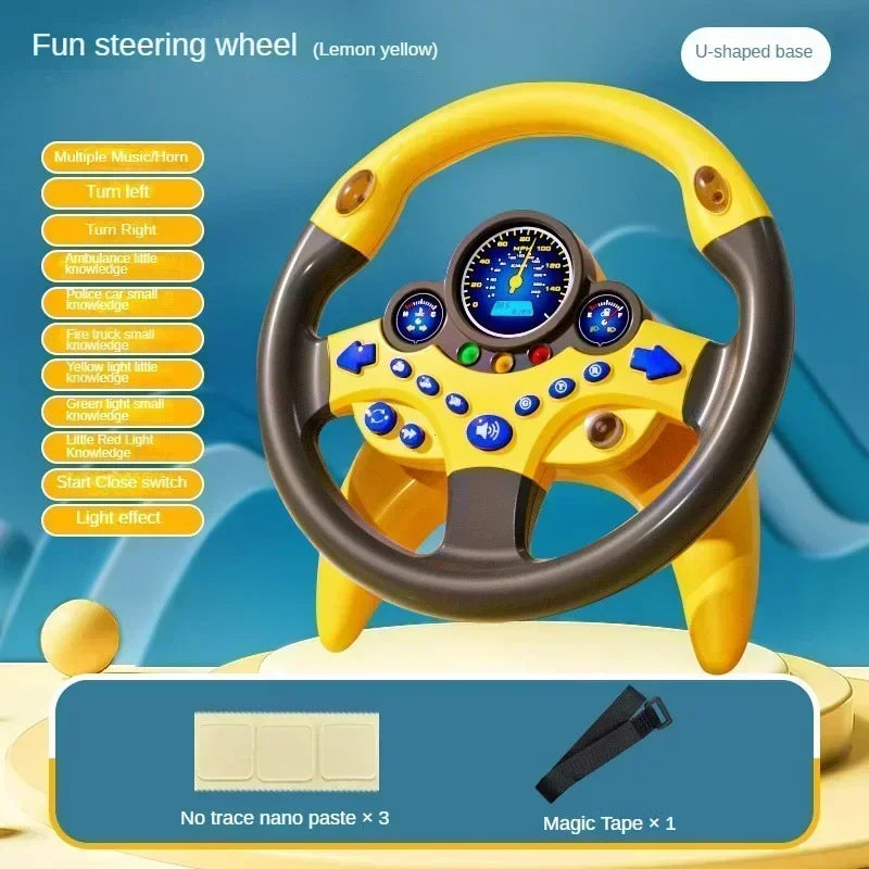 Electric Simulated Driving Steering Three-Dimensional Portable Wheel Copilot Toy Light Sound