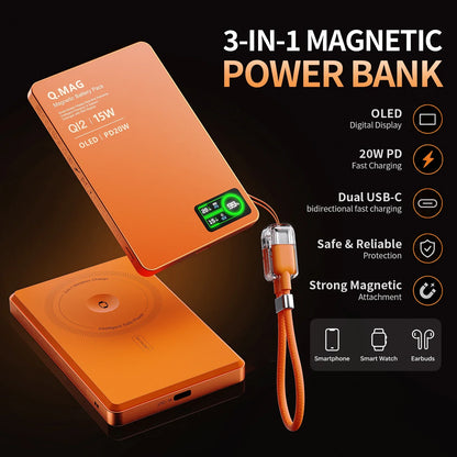 3-in-1 Magnetic Power Bank with Wireless Charging | 5000mAh & 10000mAh