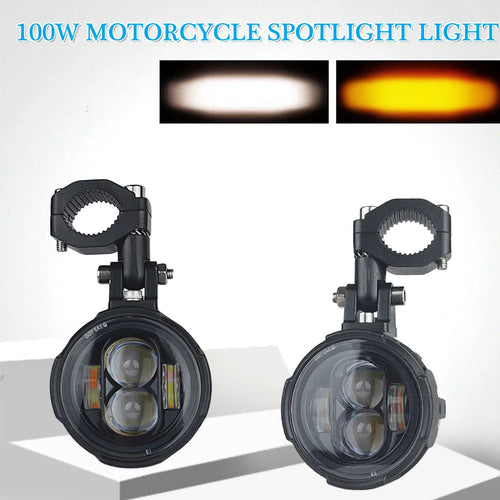 Motorcycle LED Fog Lights 100W Dual Spotlights with Wired Switch