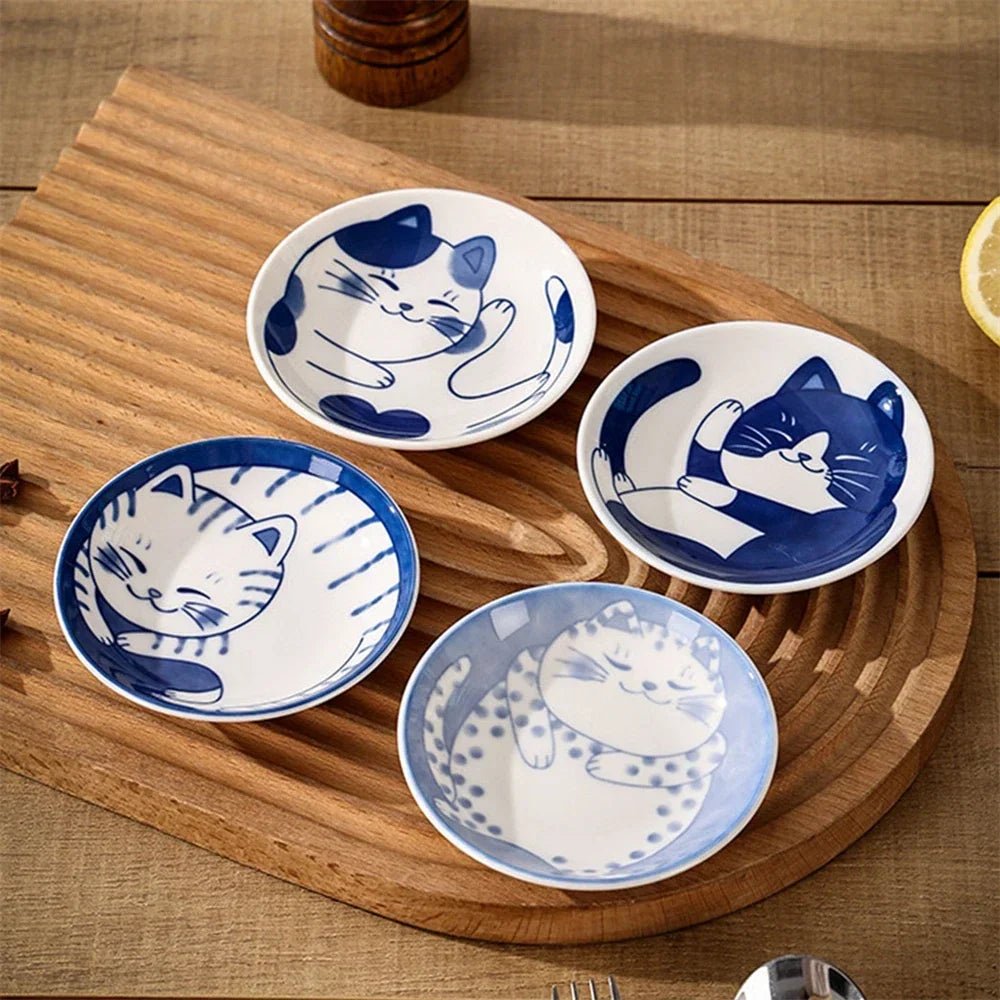 Lucky Cat Ceramic Sauce Dish – Cute Cartoon Sushi Plate